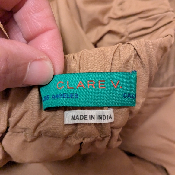 Clare V Khaki Genevieve Skirt Cotton Twill Colorblock Khaki Tan Blue Size XL - Picture 8 of 8